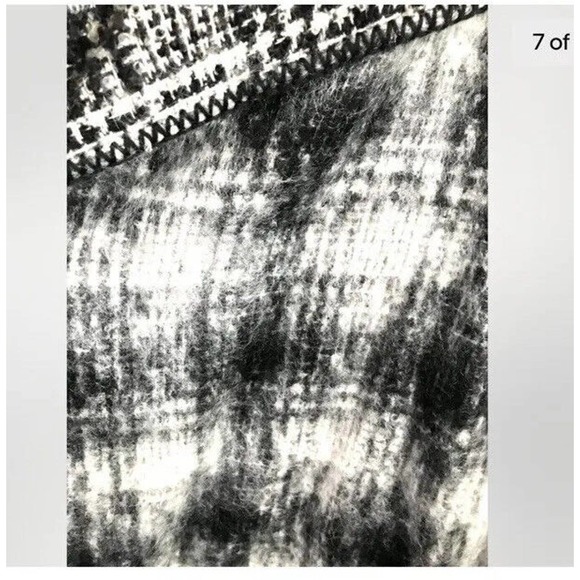 Womens JAEGER Black & Cream Mohair Cardigan Coat Jacket Size Large - Picture 2 of 7